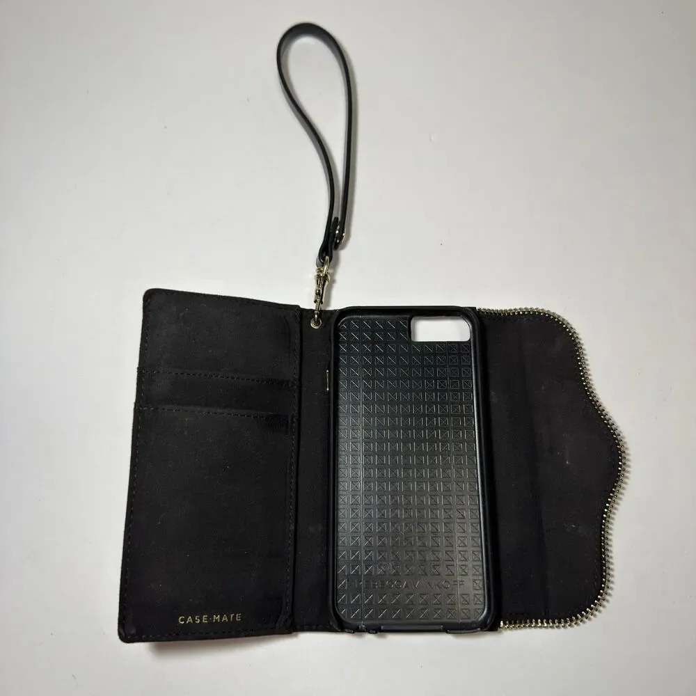 Rebecca Minkoff Case-Mate Leather Floral iPhone 6 Plus Wallet Wristlet Case Blk